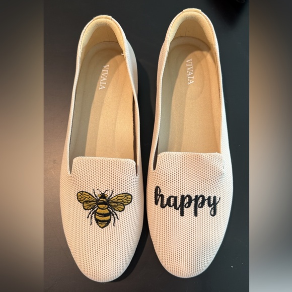 Vivaia Shoes - VIVAIA Women's 'Happy Bee' Cream Slip-On Loafers
